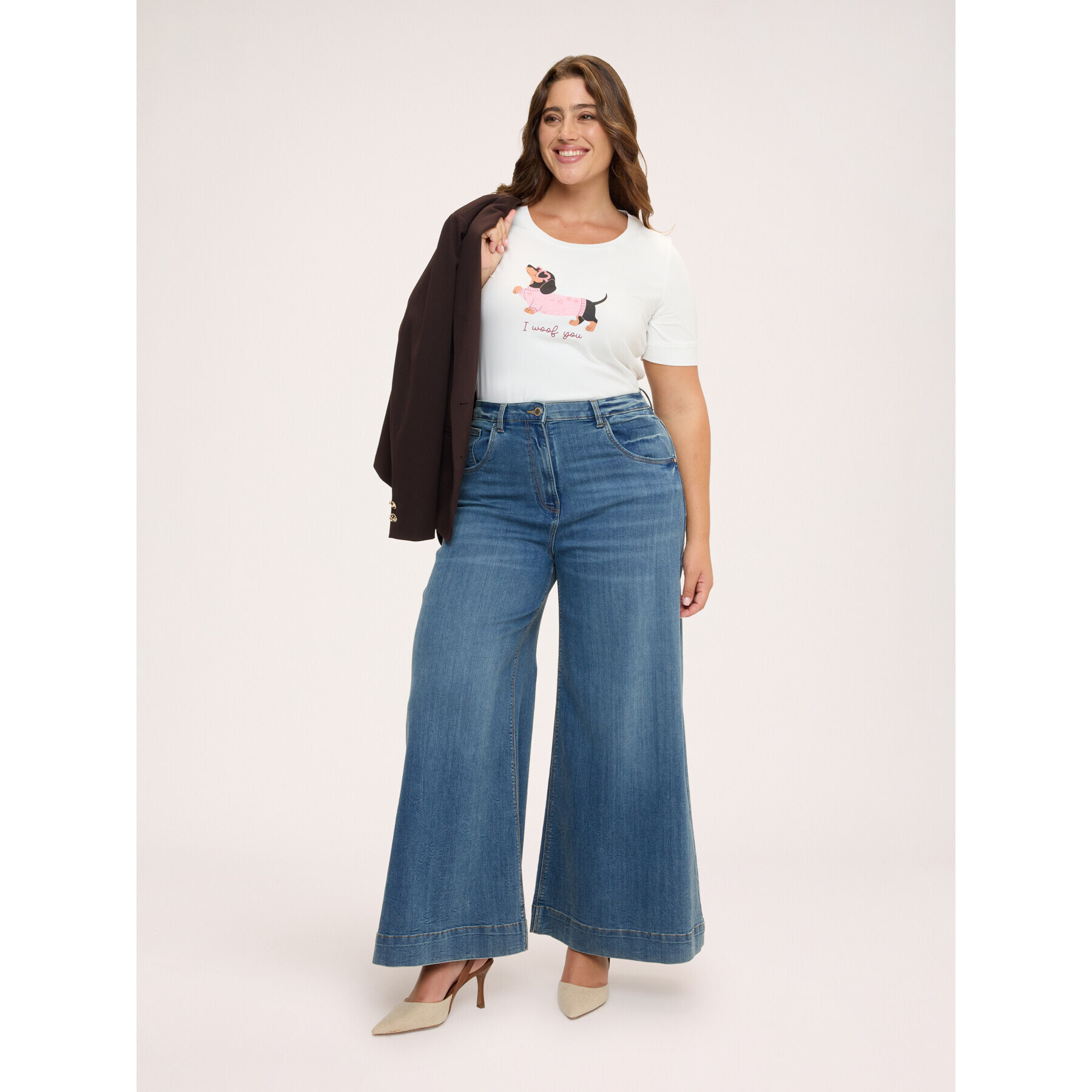 Fiorella Rubino - T-shirt in cotone con stampa bassotto - Bianco