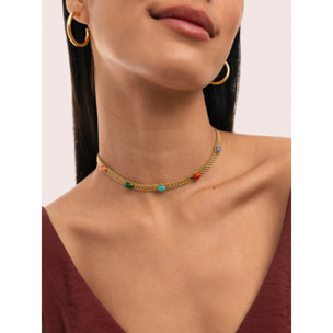 Choker Tape Stones Acero Baño Oro