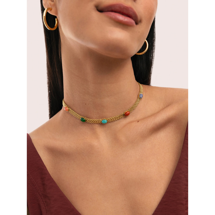 Choker Tape Stones Acero Baño Oro