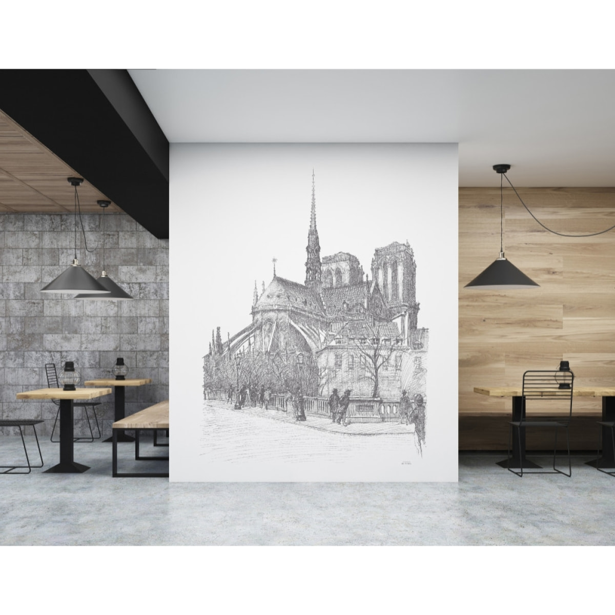 Papier peint panoramique Notre Dame - Un décor mural de 4 lés (192x270cm), créé et fabriqué en France