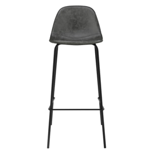 Lot de 2 chaises de bar 75 cm en cuir synthétique gris/noir - Henrik