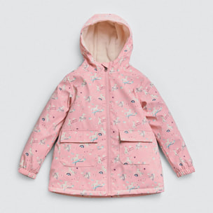 Impermeabile interno in peluche per bambini con stampa unicorno