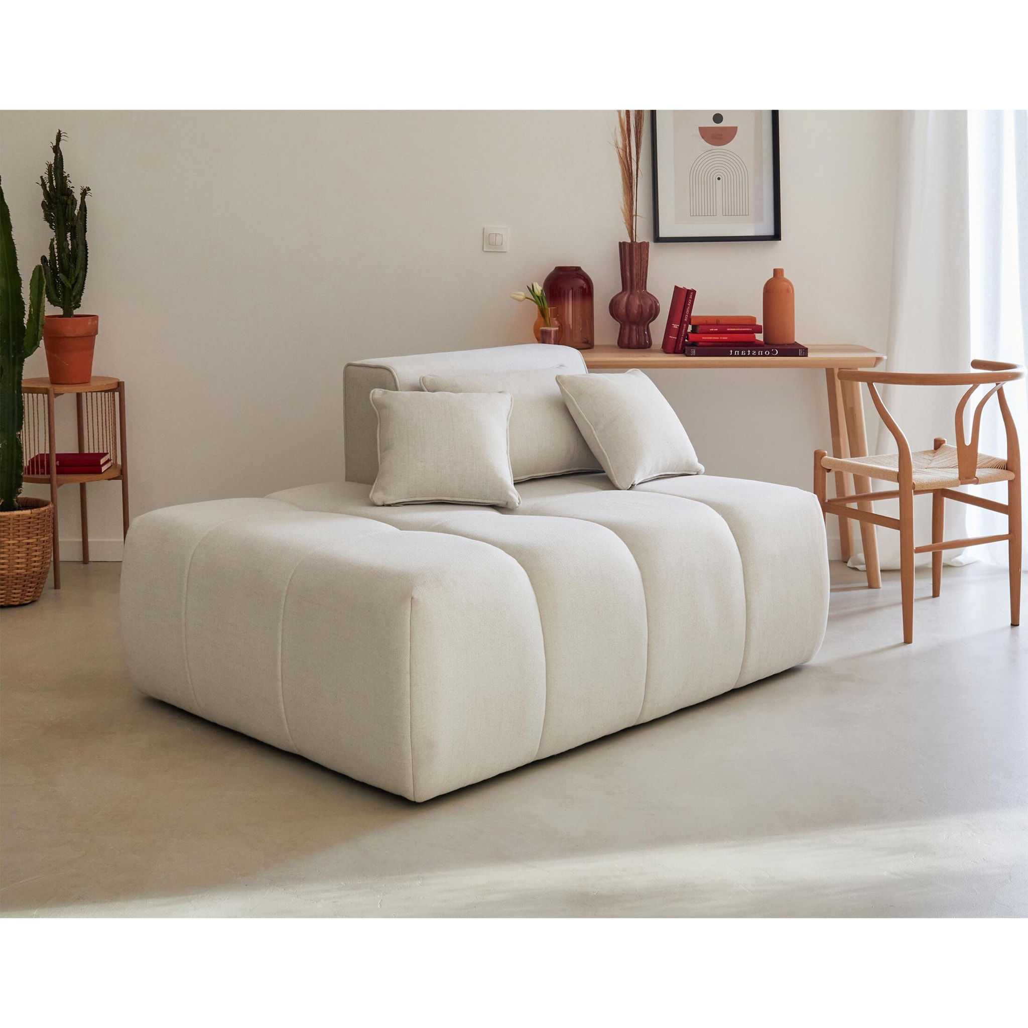 Caracas - module d'assise gauche - en tissu - Beige