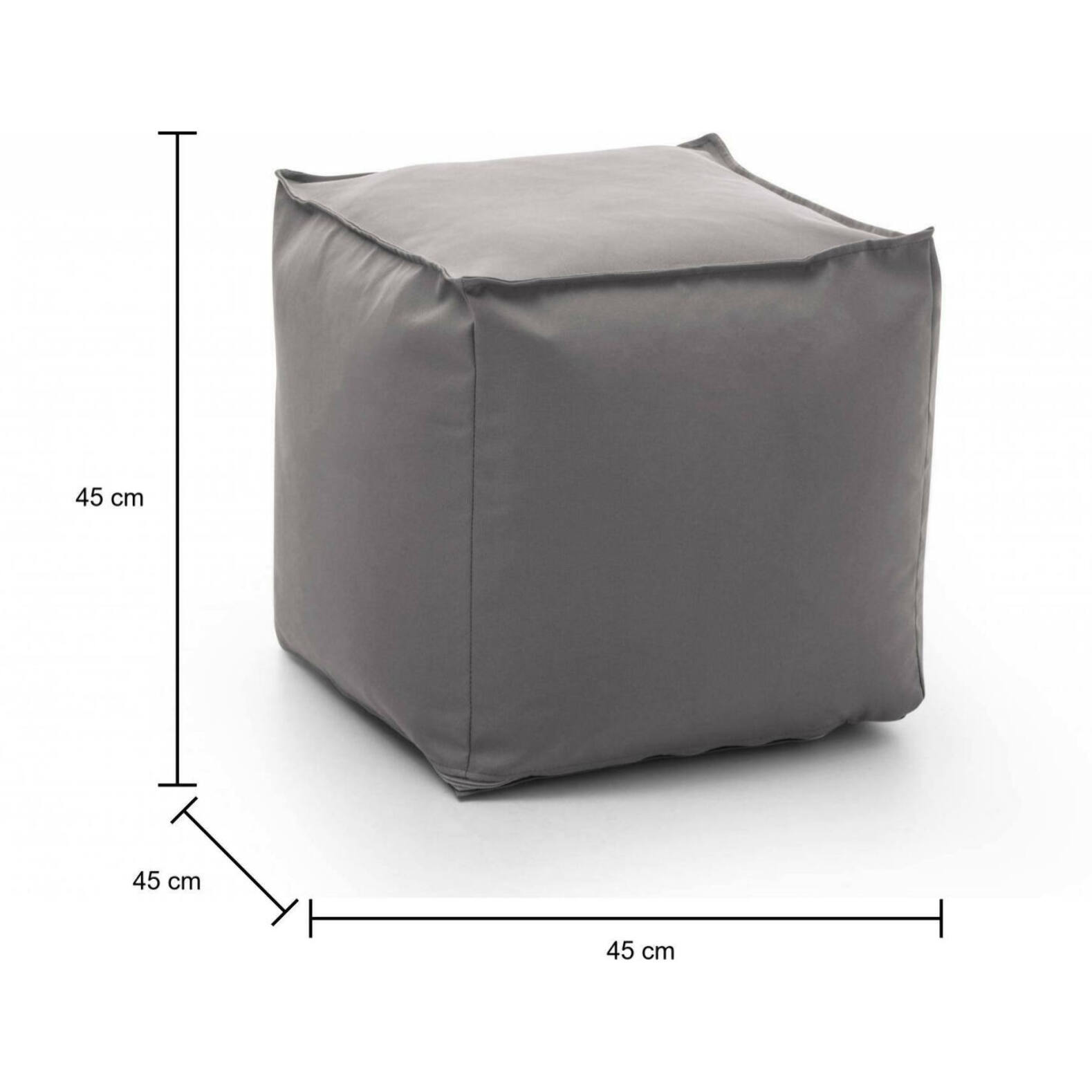 Pouf Aron, Pouf multifunzione, Poltroncina relax in tessuto imbottito, 100% Made in Italy, 45x45h45 cm, Grigio