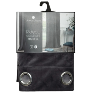 Rideau occultant "Dolce" velours gris ardoise 140x260cm
