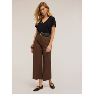 Motivi - Pantaloni cropped in popeline - Marrone