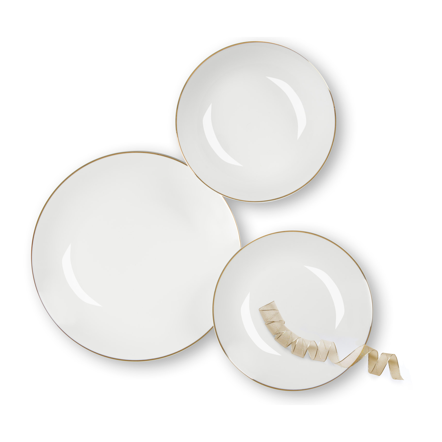 Service de table 18 pièces Excelsa – Golden, Porcelaine Blanc