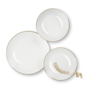 Service de table 18 pièces Excelsa – Golden, Porcelaine Blanc