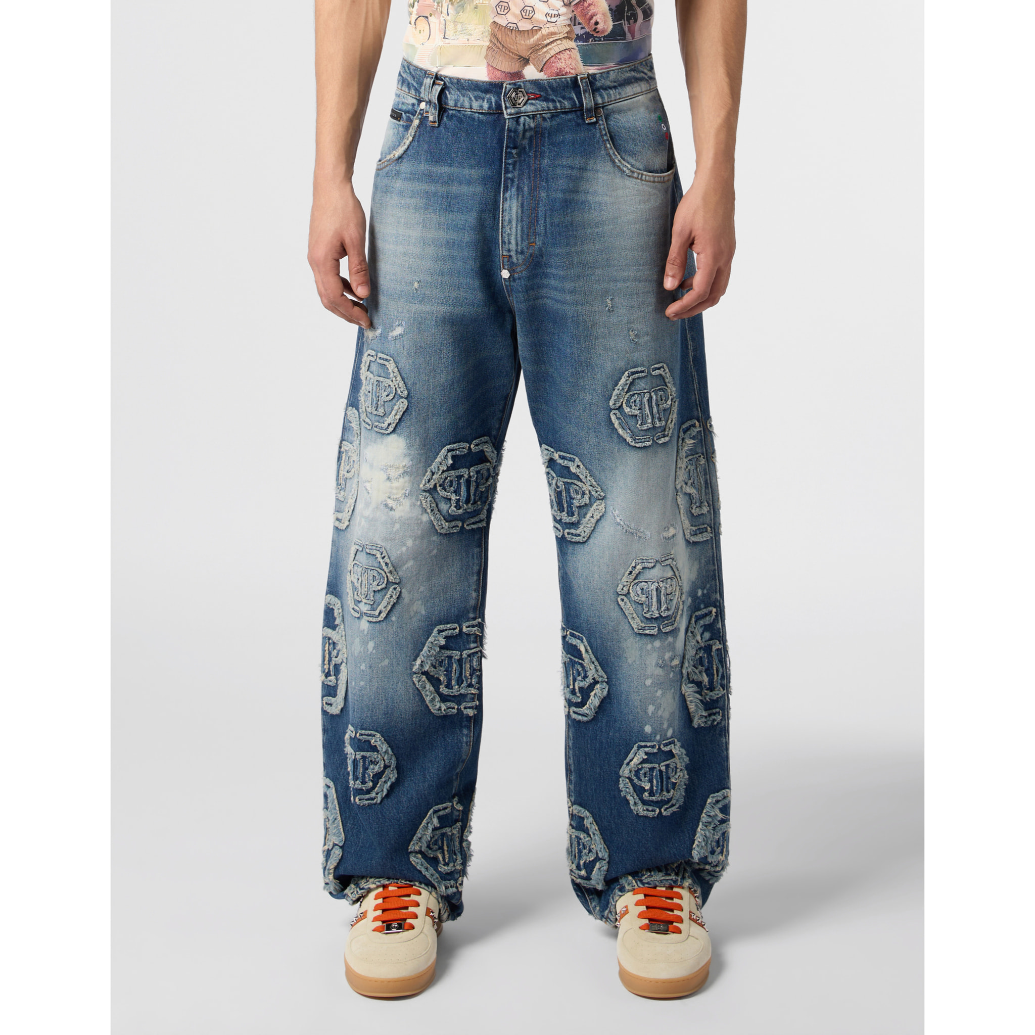 PHILIPP PLEIN Beach Boy Jeans Raw Edge Monogram