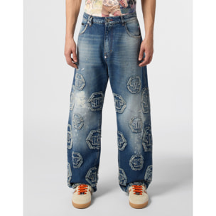 PHILIPP PLEIN Beach Boy Jeans Raw Edge Monogram