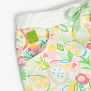 Bermudas para niÃ±a en felpa con estampado de color verde