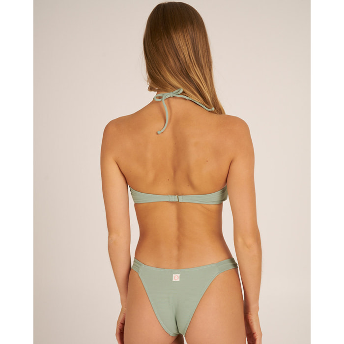 Top de bikini bandeau en tejido piqué