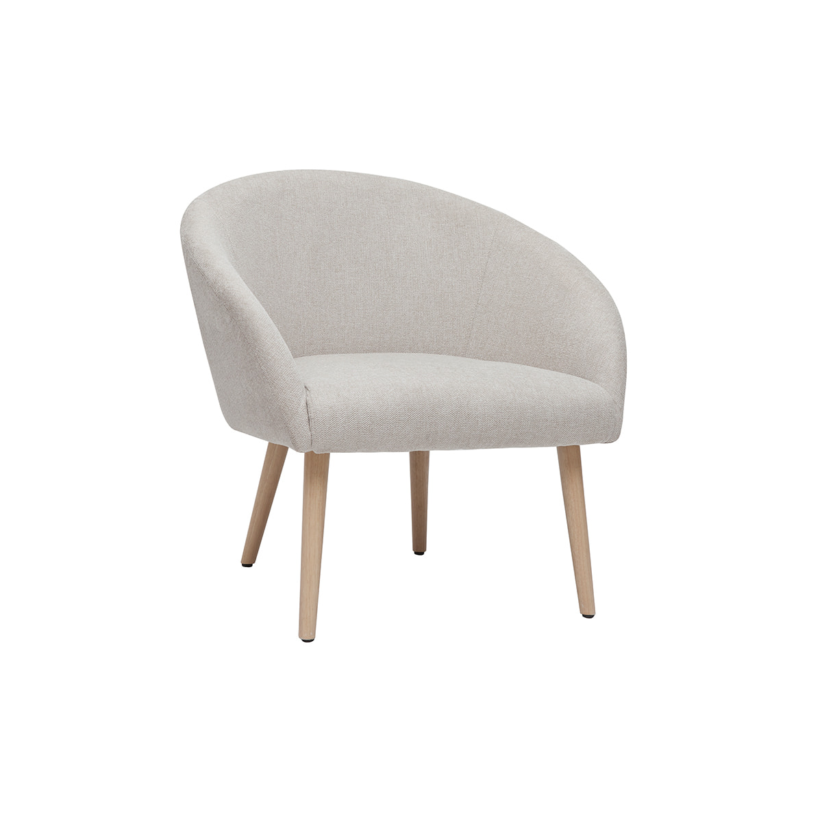 Fauteuil scandinave en tissu effet velours texturé beige et bois clair OLIVIA