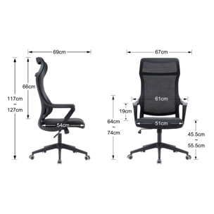 Silla de estudio Remi tela negro 127x67x69 cm