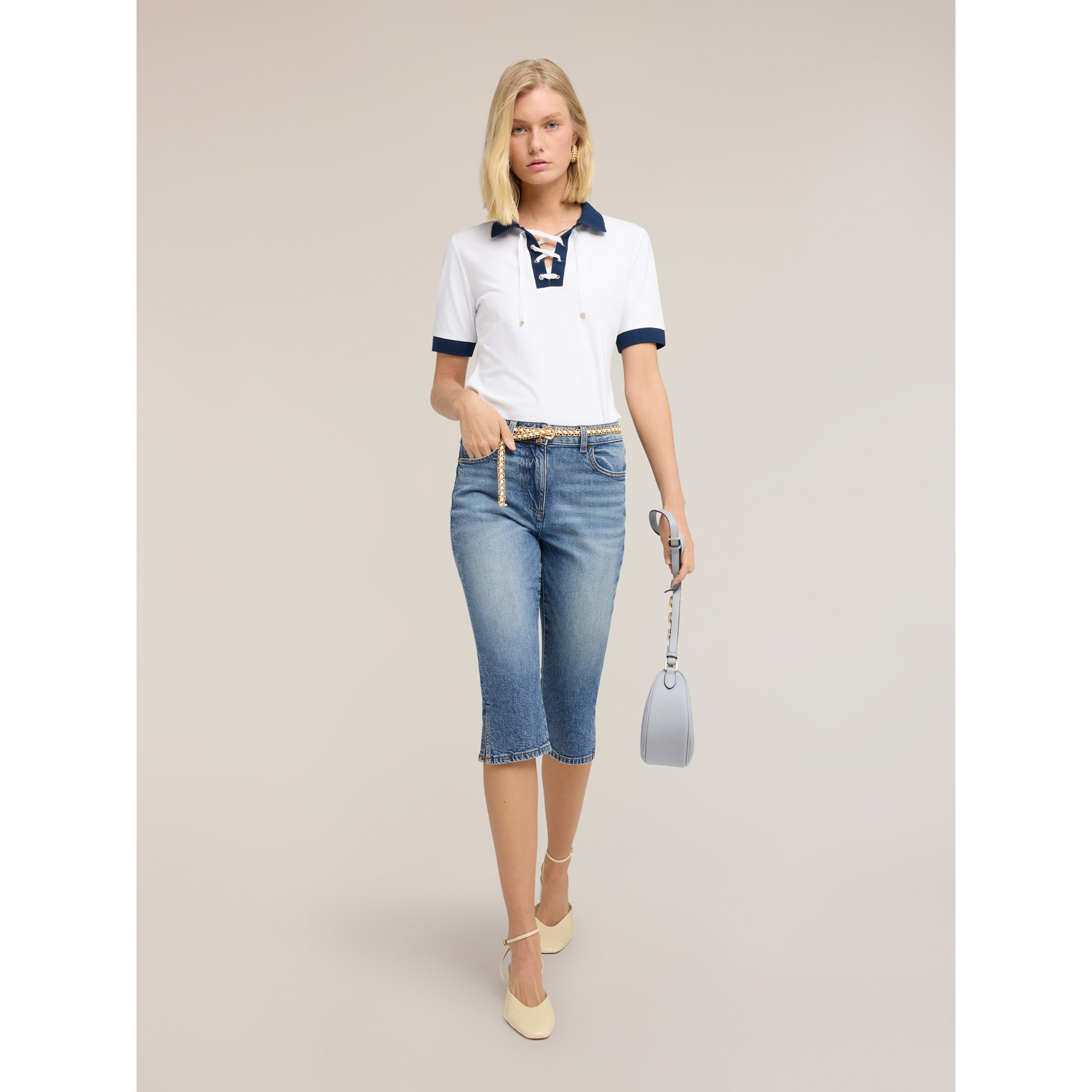 Motivi - Jeans capri con spacco - Azzurro