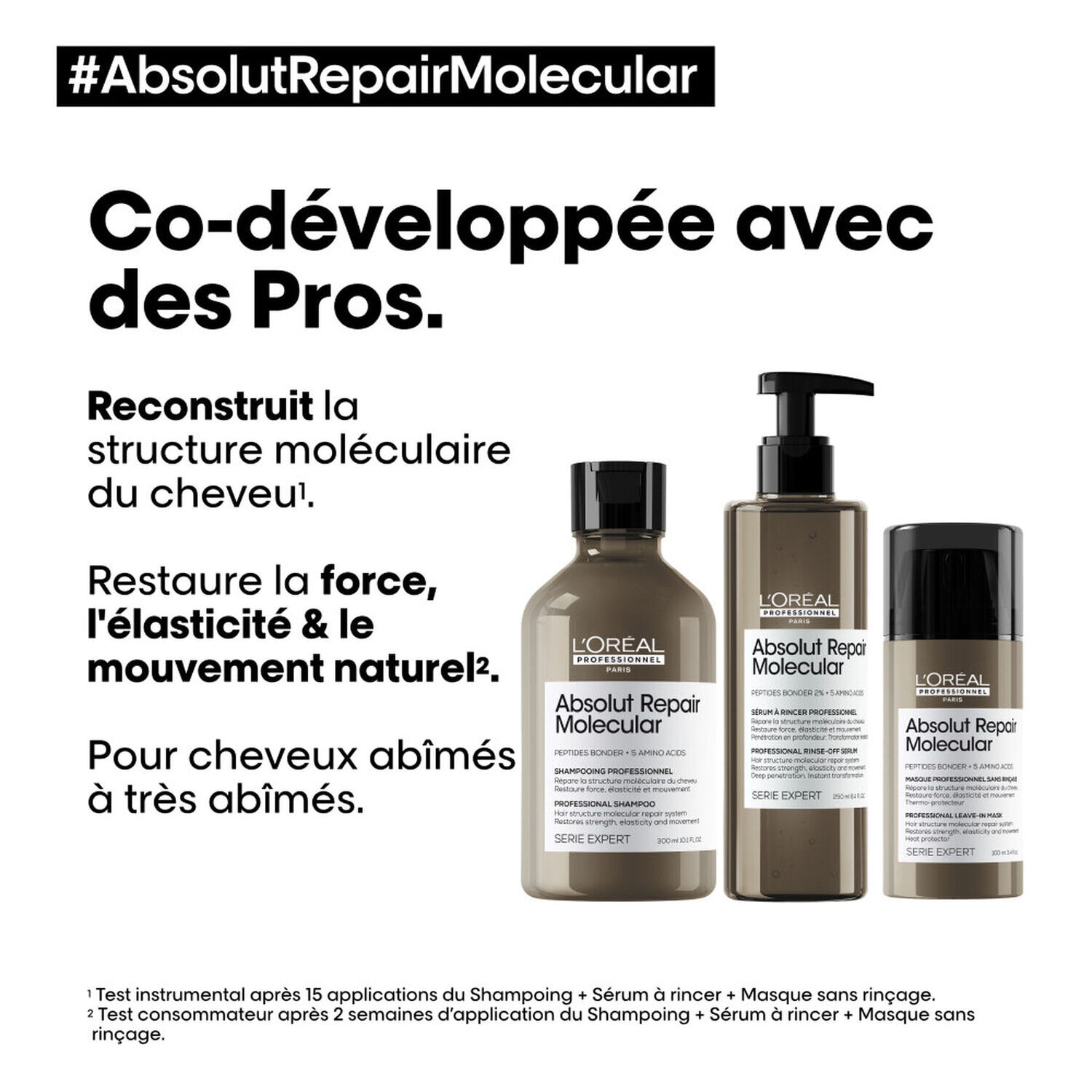 Série Expert Absolut Repair Molecular - Masque sans rinçage - tous types de cheveux abîmés 100 ml