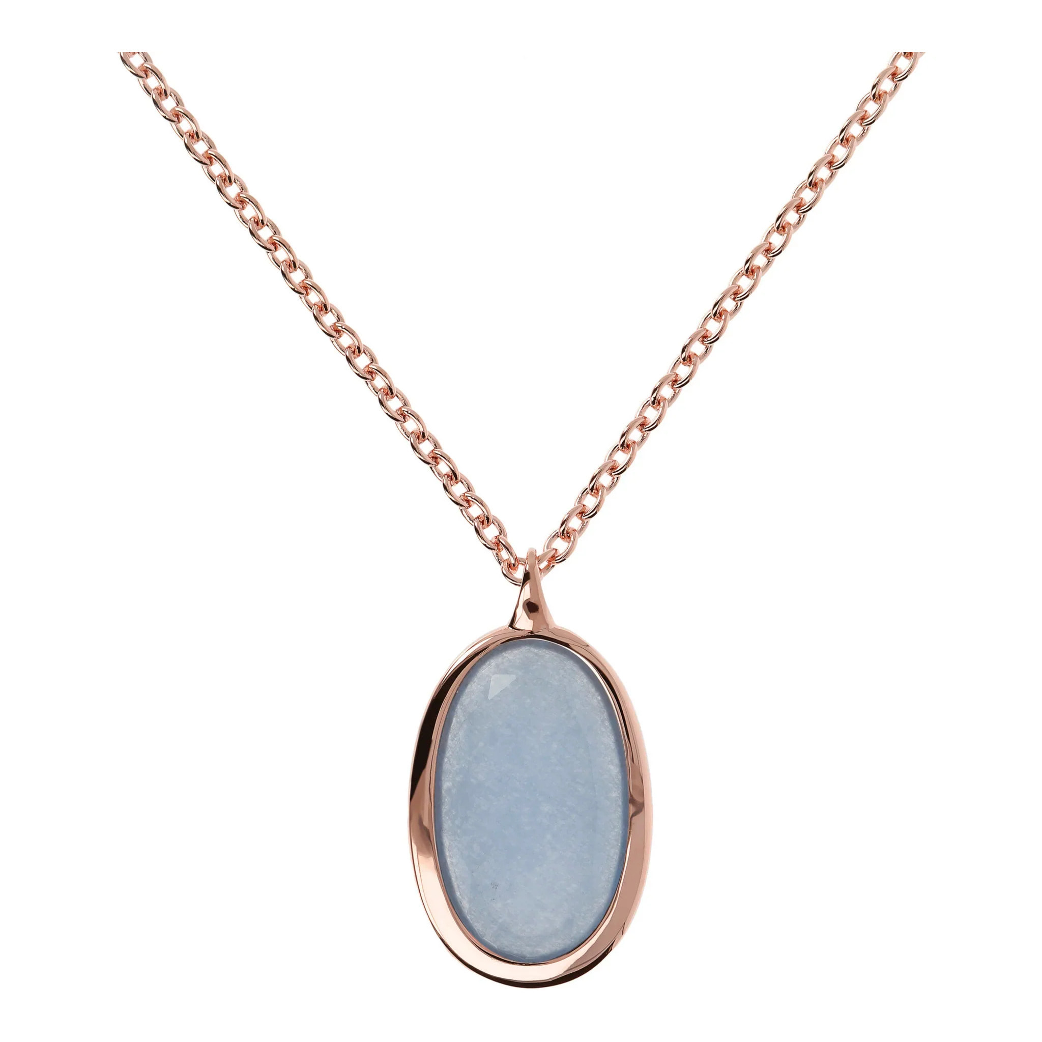 Collana Catena Rolo con Pendente in Pietra Naturale Ovale Sfaccettata Onice Nero