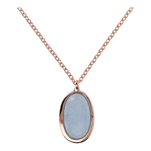 Collana Catena Rolo con Pendente in Pietra Naturale Ovale Sfaccettata Onice Nero