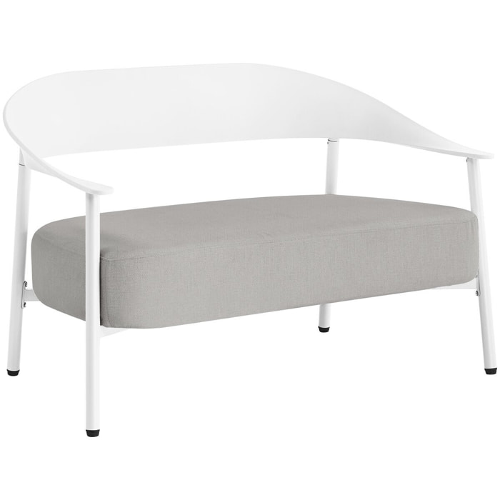 Canapé de jardin en plastique et métal "Céora" - 2 places - Blanc