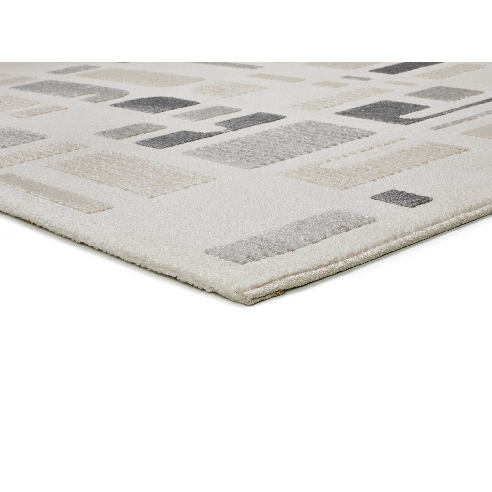 FLORA Alfombra geométrica con relieve en tonos beige y gris, varias medidas disponibles