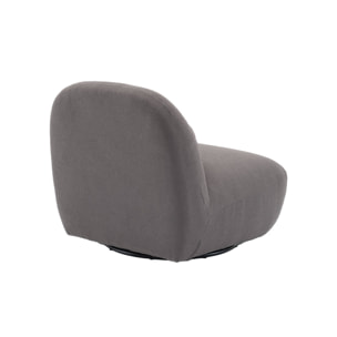 Fauteuil pivotant 360° en bouclette texturée gris souris. piètement en métal noir mat - SPINO