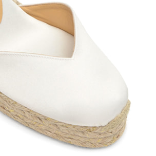 Alpargata Chiarita cuña de yute en raso con pulsera, doble plataforma y escote en V