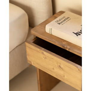 Mesita de noche de madera maciza en tono roble oscuro de 50x42cm Alto: 50 Largo: 42 Ancho: 27