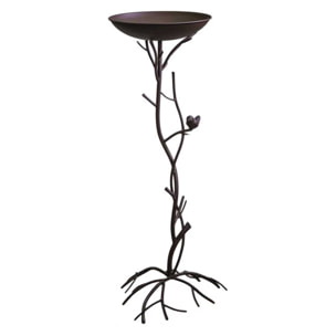 Posacenere in metallo marrone, ramo con uccellino cm37x35h95