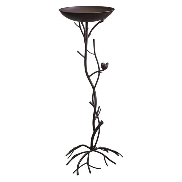 Posacenere in metallo marrone, ramo con uccellino cm37x35h95