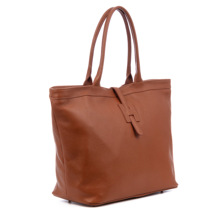 Aurigo bolso Shopper mujer de piel auténtica Dollaro. Doble posición.