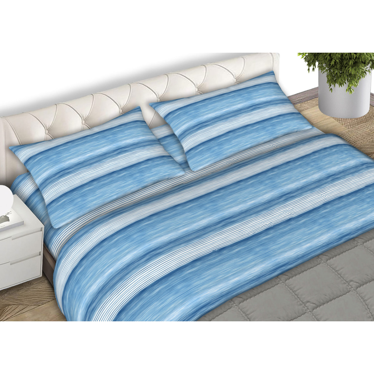 Completo Lenzuola 100% Cotone Strike Azzurro