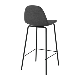 Lot de 2 chaises pour îlot central en tissu gris foncé 65,5 cm - Henrik
