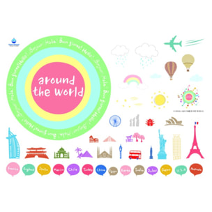 Stickers Muraux décoration adhésifs mapmonde pour enfants