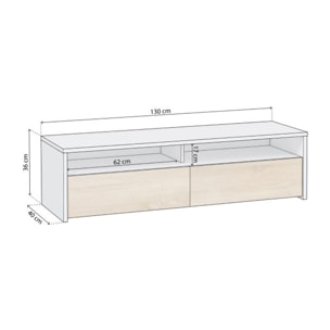 Mueble TV Elba 2 puertas Blanco Artik (Blanco Mate) - Roble Canadian
