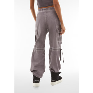 Pantaloni cargo da donna in tessuto popeline effetto used