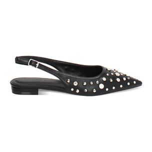 Ballerine slingback donna nere con borchie