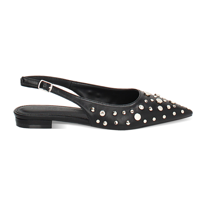 Ballerine slingback donna nere con borchie