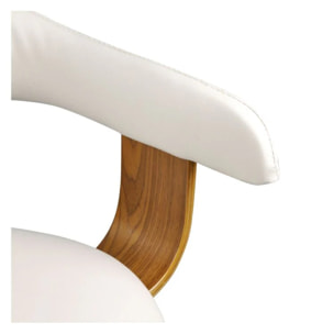 Chaise avec accoudoirs en cuir synthétique blanc - Harold