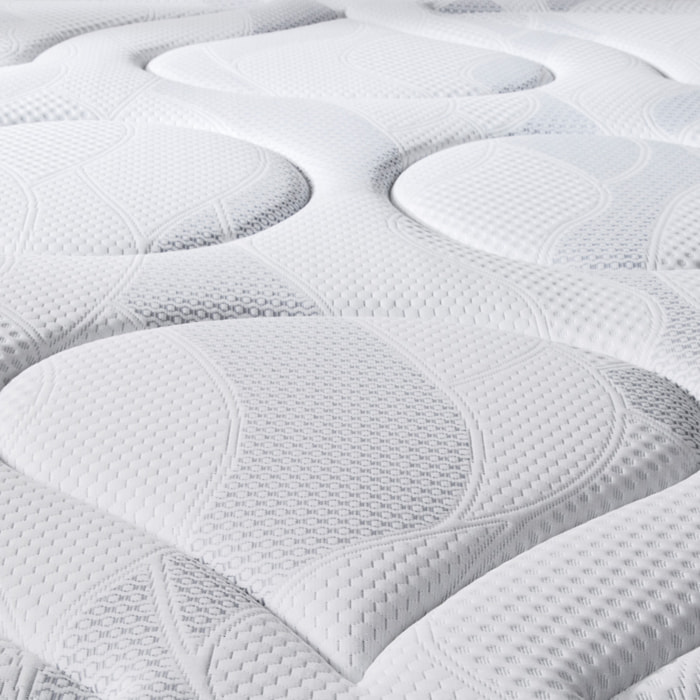 Ensemble Matelas Hybride Aubertin & Sommier Kit Bois, Ressorts Ensachés & Mousse Hyper Soft, 24 cm, Soutien Ferme