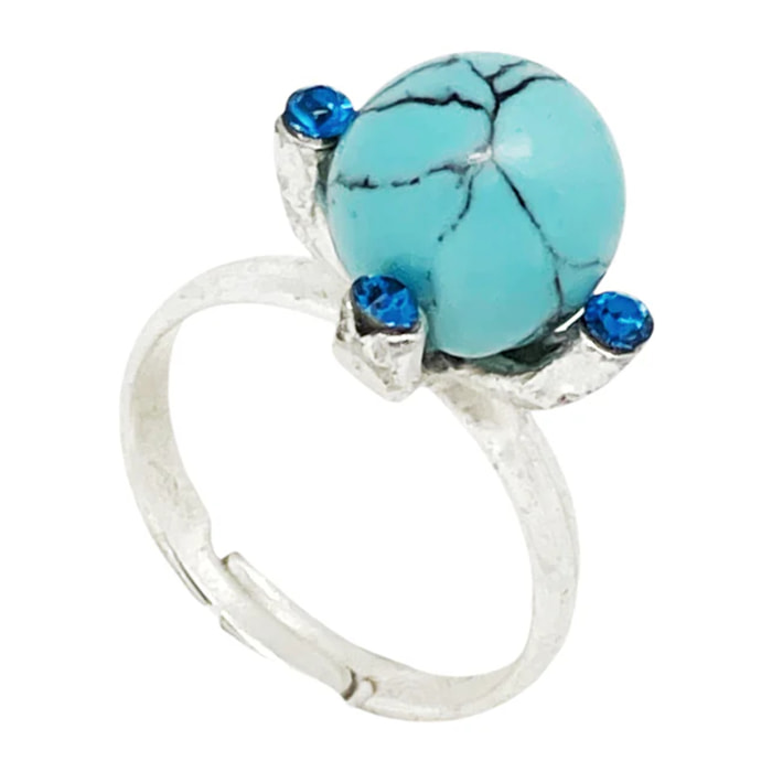 Anillo Earth plata 10µm turqeusa y Sw azul
