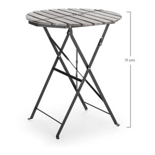 Mesa de Jardín Plegable Ambar de Madera y Metal Negro