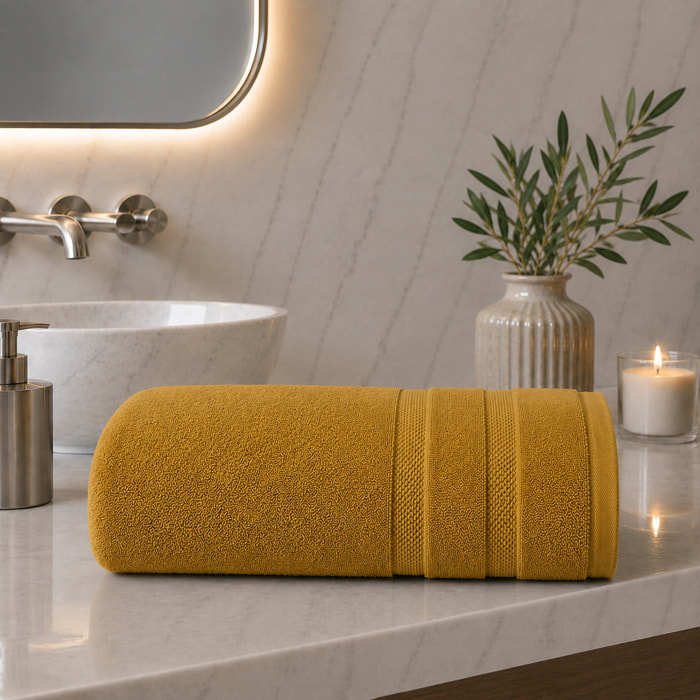 COTONE EGIZIANO Telo Bagno Spugna Lusso 530 gr_100x150_Senape