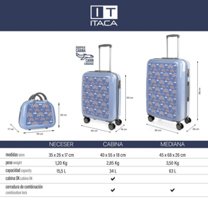 Juego De Maletas Pc Itaca Base Azul Azul Arcoiris