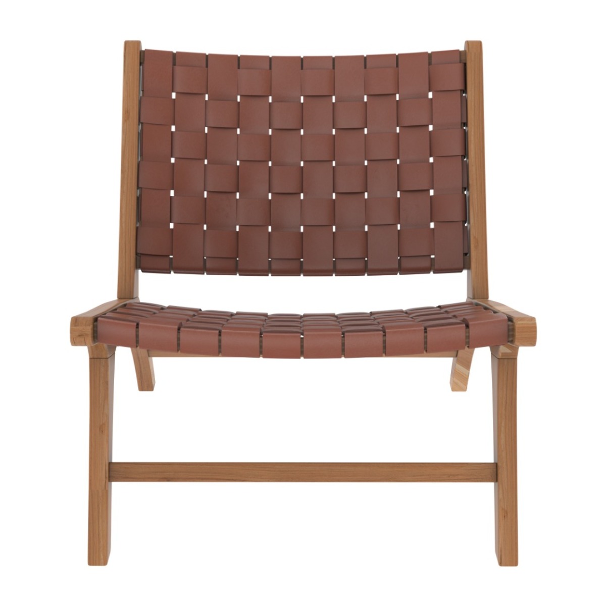 Fauteuil en teck et cuir tressé marron - Kuna