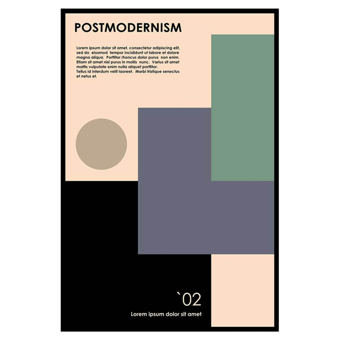 Affiche encadrée formes postmodernes colorées Affiche + cadre en métal - Noir