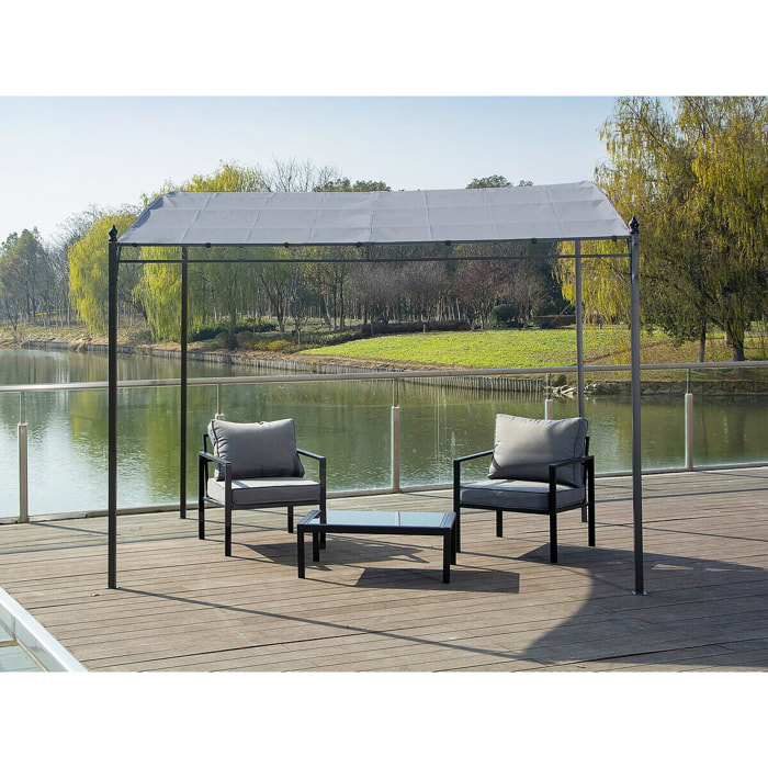 Pergola adossée inclinée en métal - 3 x 2.5 m - Gris
