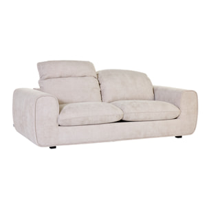 Canapé convertible avec têtières ajustables 3 places en tissu velours chenille beige NOAM