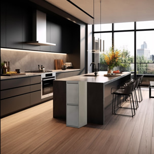 Well home - cubo de basura y reciclaje metálico de 2 compartimentos, 2x17l (34l) gris brillo