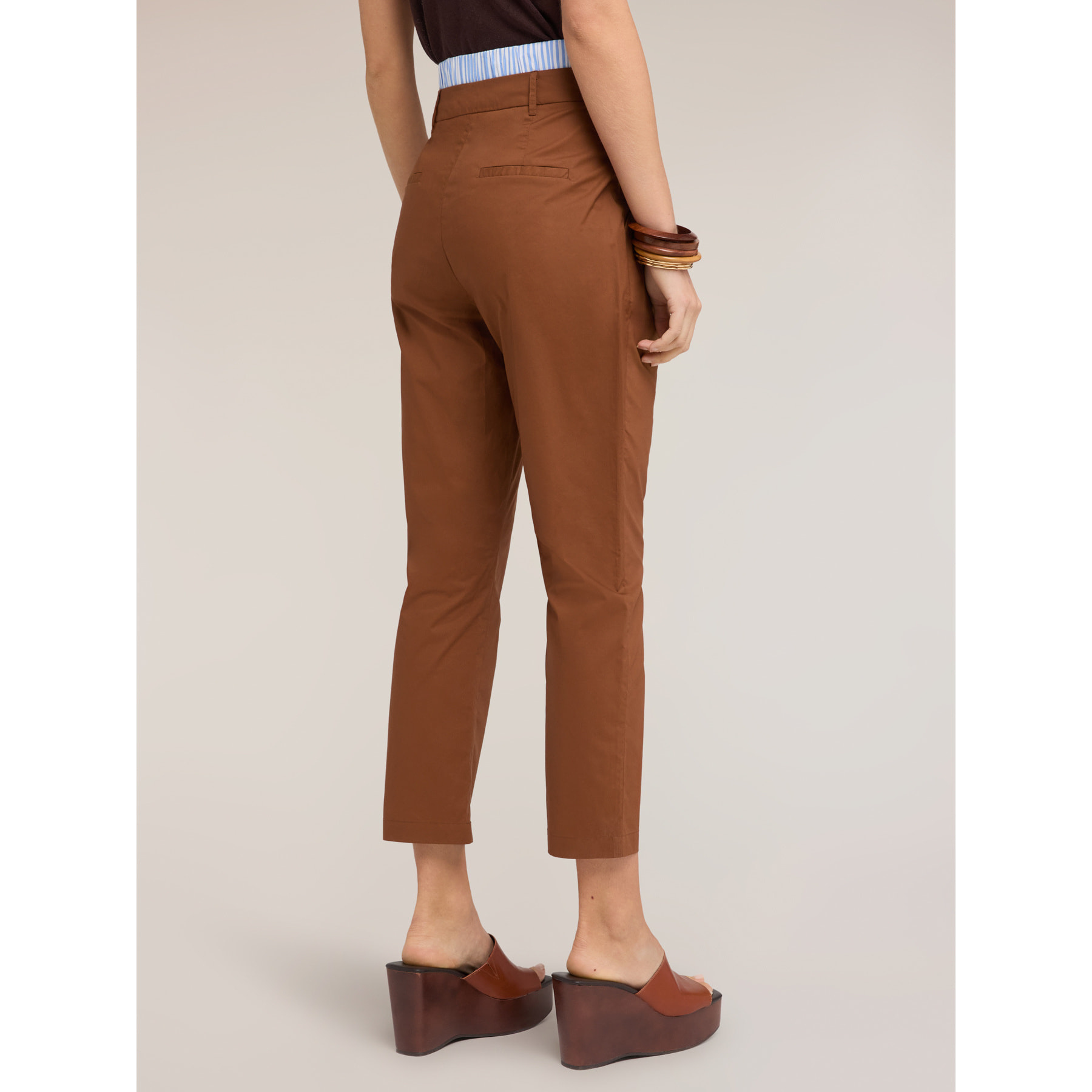 Motivi - Pantalones carrot en tela de algodón - Marrón
