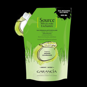 Source Micellaire Enchantée - Eau Micellaire 4 en 1 - Éco-Recharge Amande 400 ml